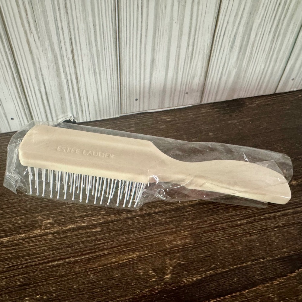 Vintage Estee Lauder Hair Brush White Plastic Ball Tipped Travel Size Small New